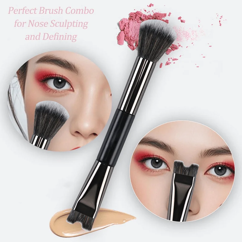 1pc Dual-Head Nose Contouring Brush - U-Shaped Highlight & Shadow Makeup with Soft Bristles & Ergonomic Handle for precise Nose