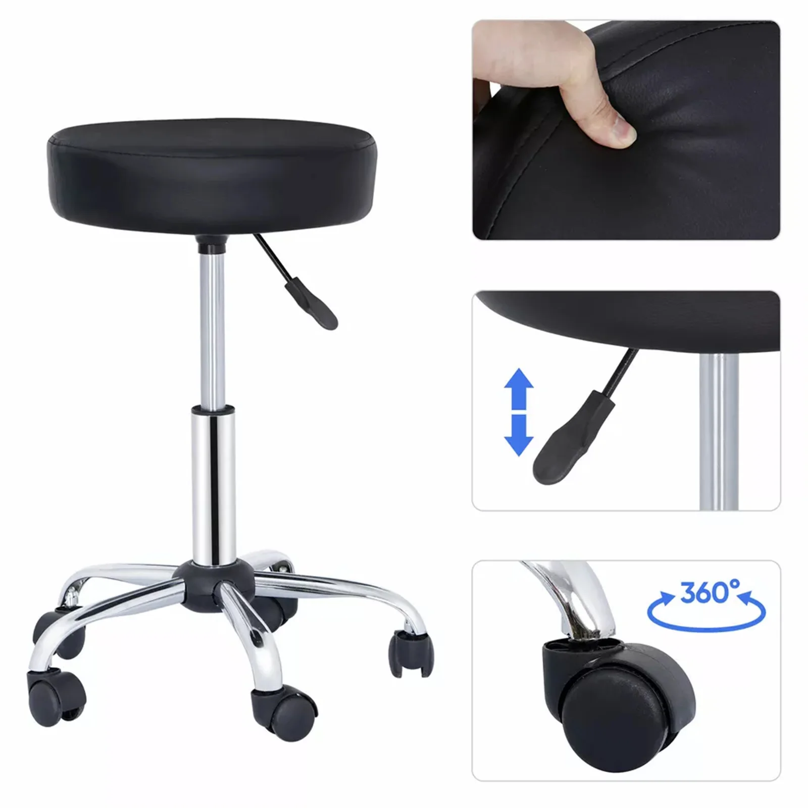 

Hydraulic Rolling Chair Adjustable Tattoo Salon Stool Facial Massage Spa Stools