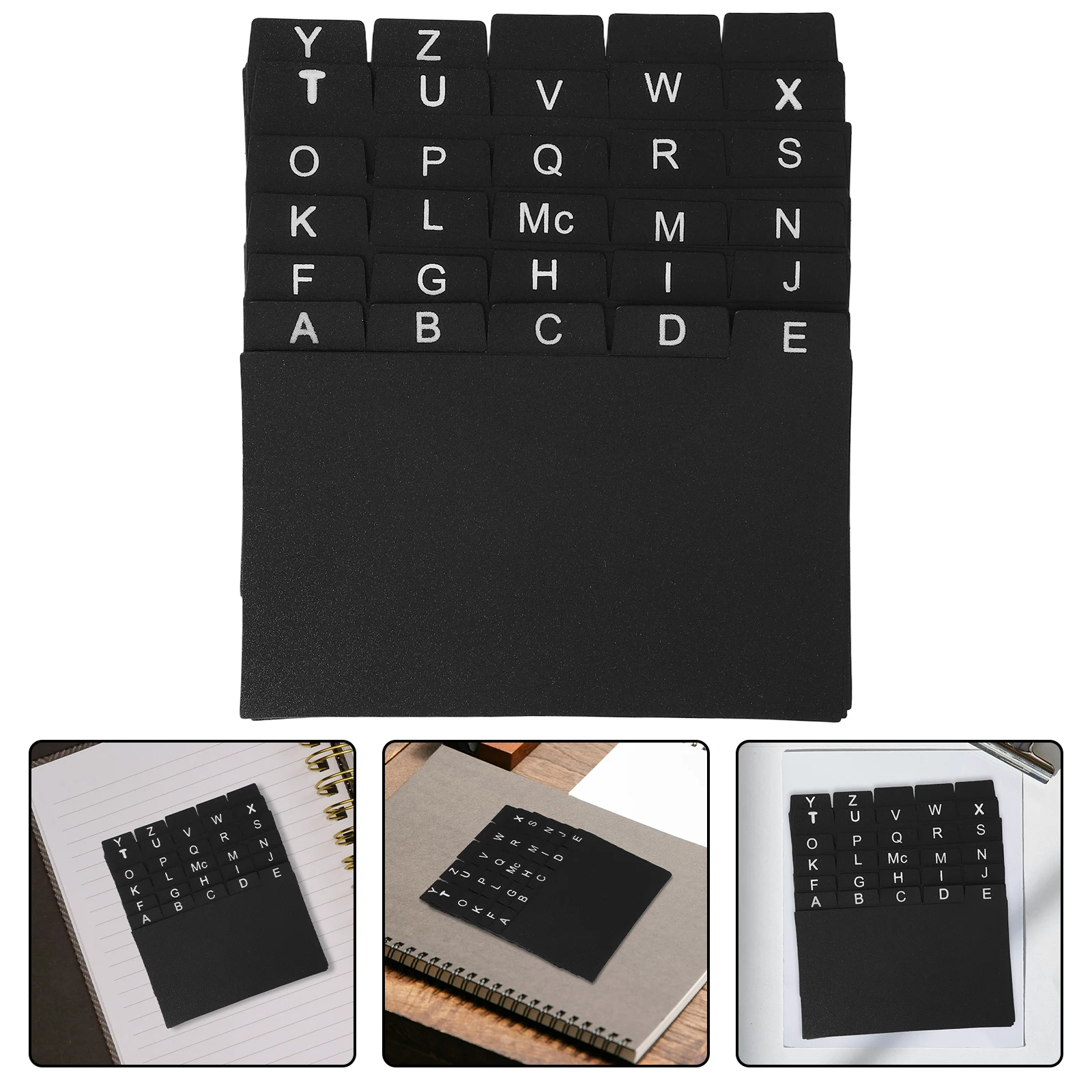 30 Stück Karteikartenteiler aus schwarzem Kunststoff, PP-Material, Alphabet-Tabs, Rezept-Organizer, platzsparend, für den Heimgebrauch im Büro