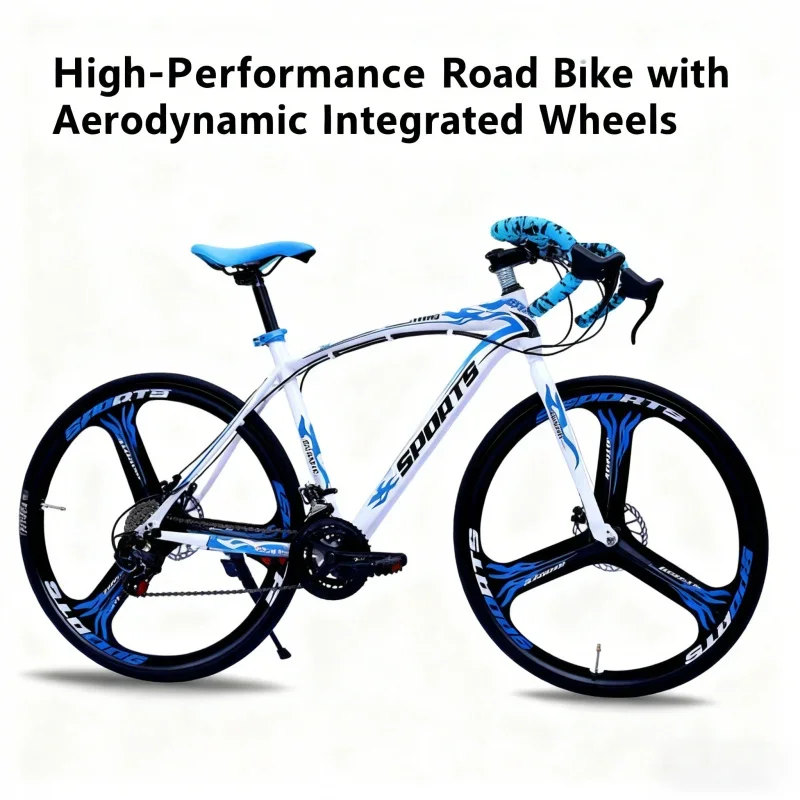 

21Speed700c3Knife integrated wheel white blue Manufacturer Wholesale Road Bike Bicycle700cAdult Variable Speed Drop Handlebar Di