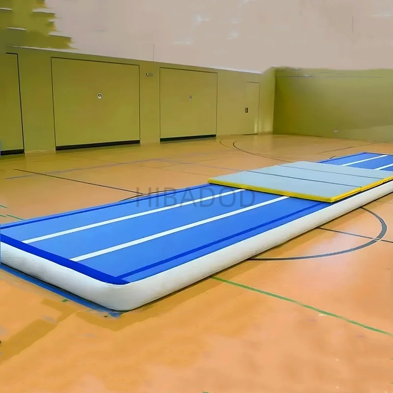 HIBADOU 12x2x0.2m Opblaasbare Lucht Gymnastiek Mat Opblaasbare Vloermatten Trainingsmat Tumbling Mat met Elektrische pomp