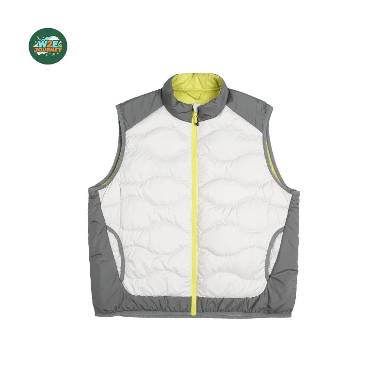

W2EJOURNEY Высокое качество, размер ЕС, США, роскошная уличная одежда, водонепроницаемый жилет унисекс контрастного цвета на утином пуху