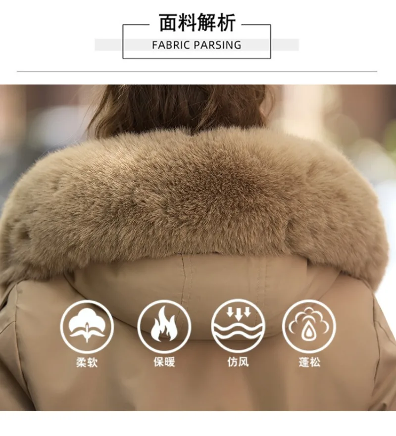 Winter Jacket 2026 New Women Parka Clothes Mid Length Coat Wool Liner Hooded Jacket Fur Collar Thick Warm Snow Wear Padded Parka