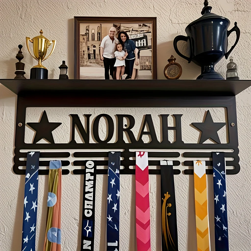 1Pc Custom Creative Stars Metal Medal Holder Rack,Hang Metal Wall Art,Home Decor Sports Award rack storage rack,Birthday Gift