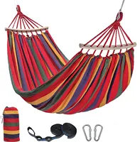 Outdoor Hammock Portable Garden Hammock Sports Home Travel Camping Swing Canvas Stripe Hang Bed Hammock Double Single People