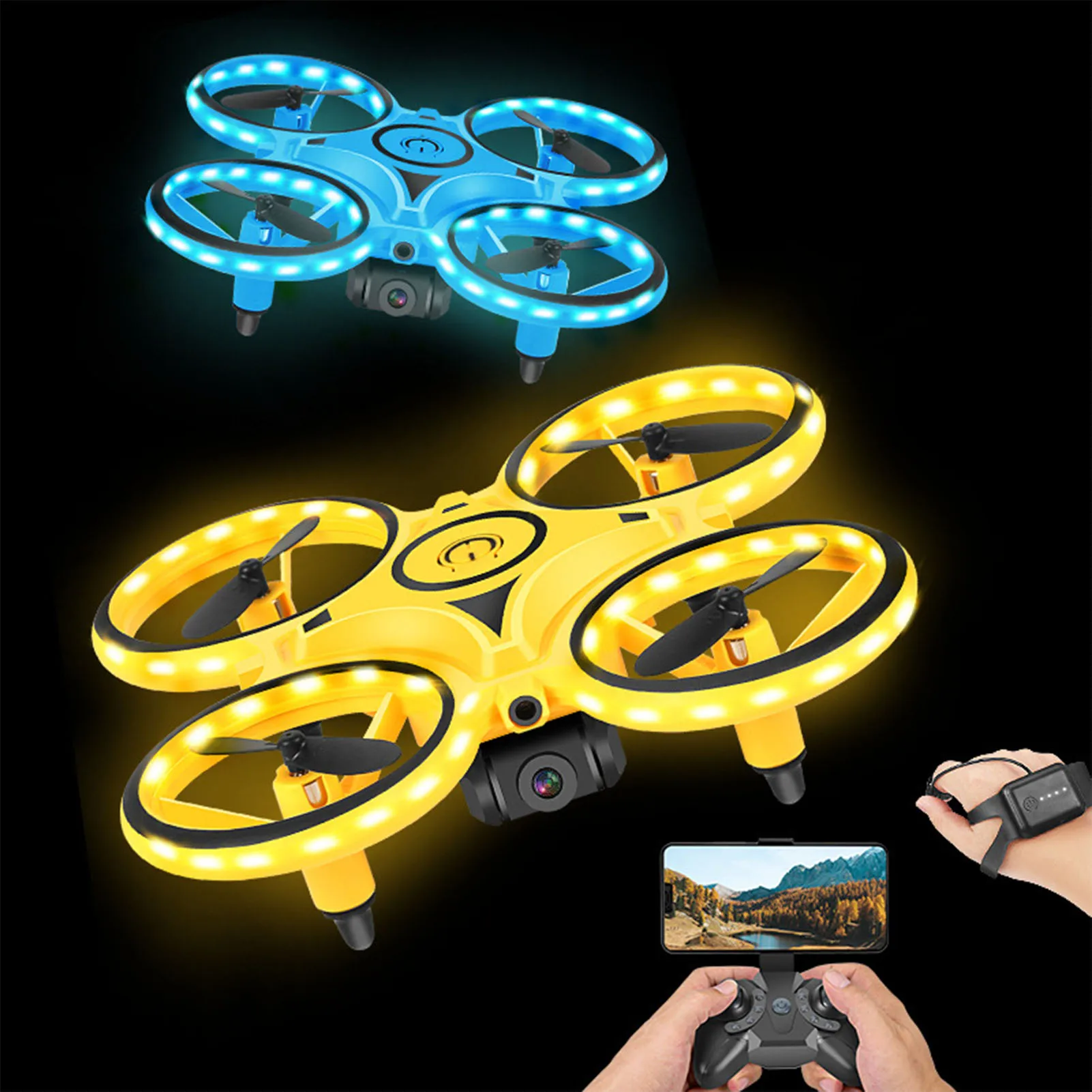 Gesture Control Drone RC Quadcopter Aircraft Smart RC Electric Flying Drone With LED Outdoor Toys for Kids Christmas Birthday