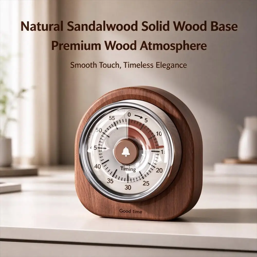 Wood Mechanical Timer 60 Min Magnetic Countdown Timer Visual Time Manager for Students Study Classroom Kitchen Cooking
