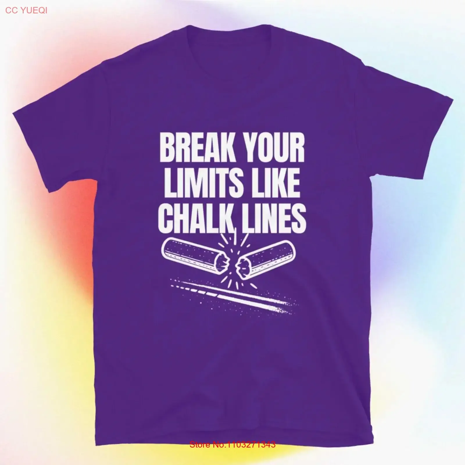 Camiseta Break Your Limits Like Chalk Lines vintage lavada para hombre, elegante, ligeramente a la moda, cómoda y casual