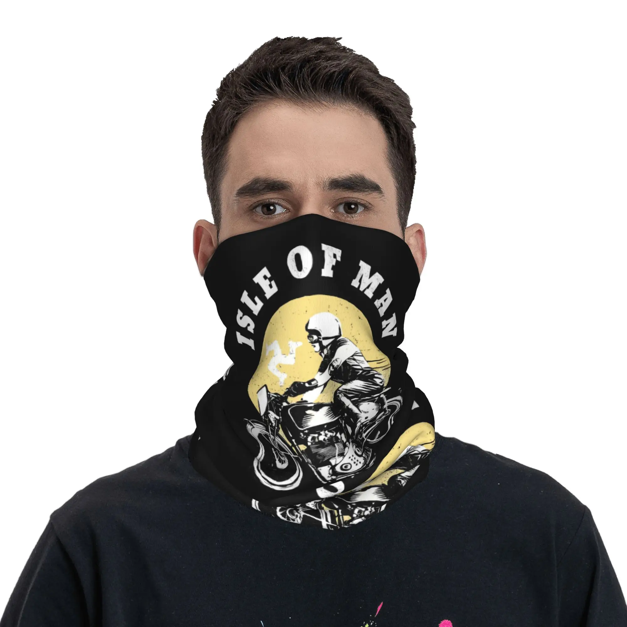 Isle of Man TT Bandana Winter Neck Warmer Women Windproof Wrap Face Scarf for Hiking Motocross Enduro Cross Gaiter Headband