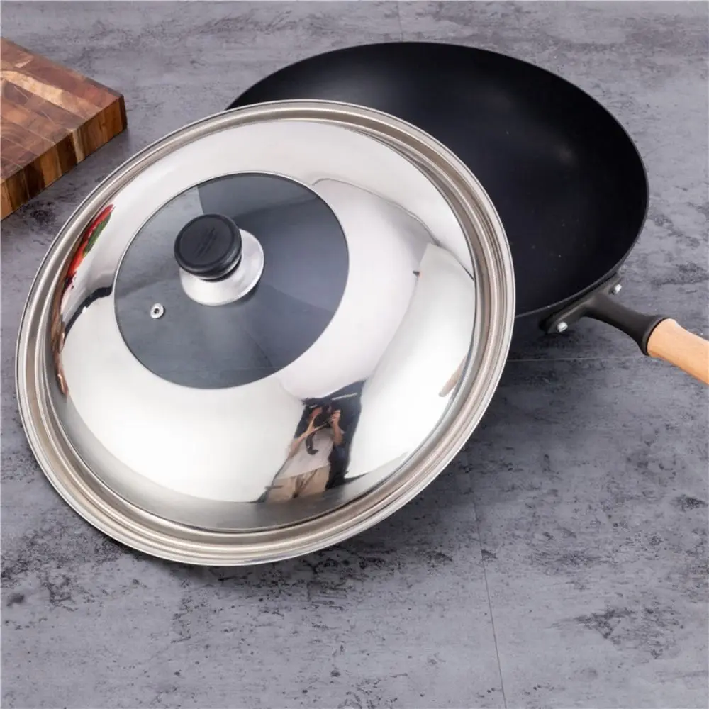 Round Pot Lids Frying Pan Covers Universal Replacement Cover Wok Lid Pot Visualized Stainless Steel Vegetable Cover