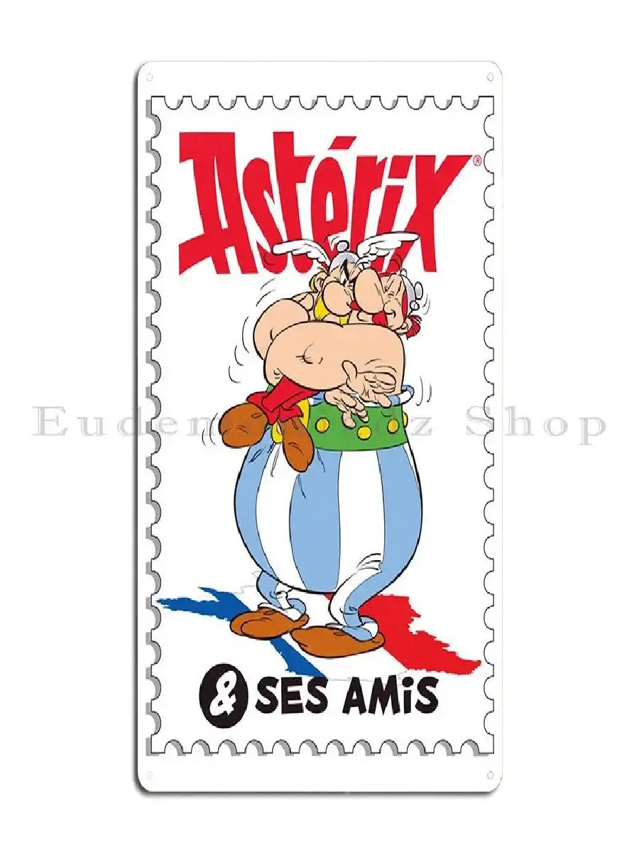 Asterix  Ses Amis Metal Plaque Poster  Vintage Club Design Party Plates Pub Decor Tin Sign for Wall Decoration