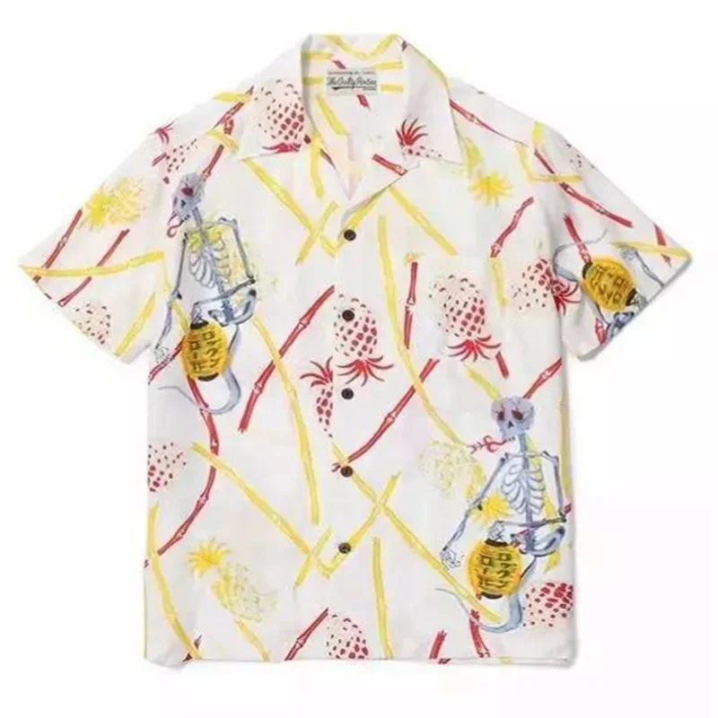 WACKO MARIA Summer Brand Graffiti Pineapple Heavenly Tokyo Japanese Style Mens Womens Casual Hawaiian Short Sleeve Shirt Tops