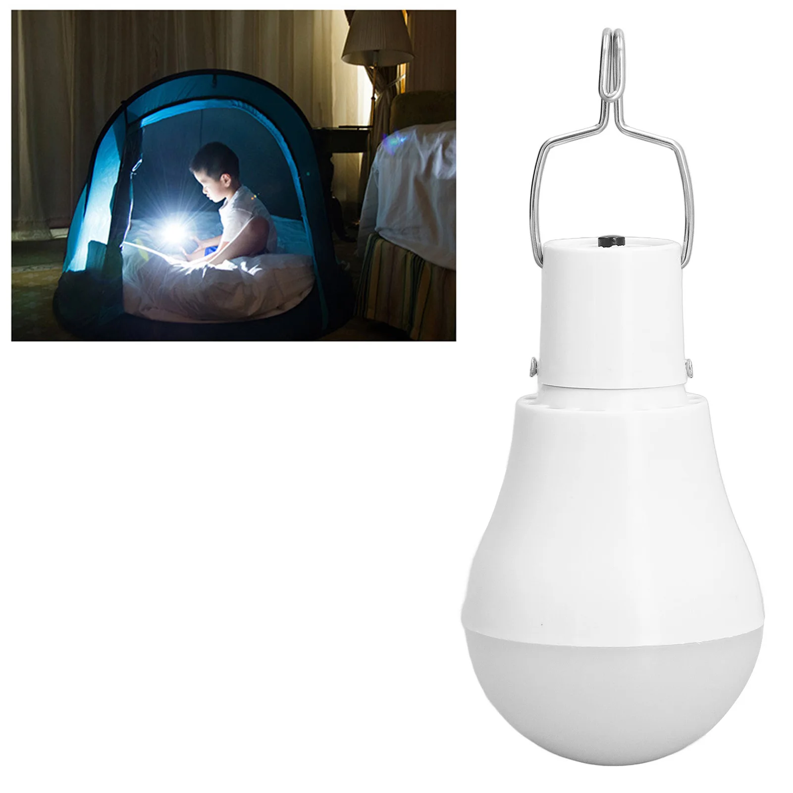 

ZK40 Solar Light Bulb Energy Saving White Light USB Solar LED Bulb Light for Outdoor Camping Emergency with Hook