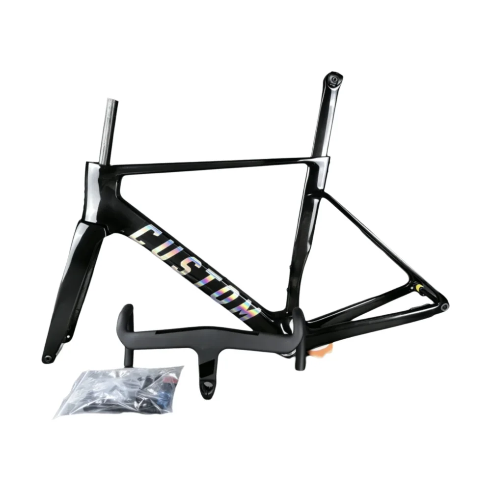 AliExpress CARROWTER 2026 New T1100 Disc Brake Bicycle Frameset Carbon Road Bike Frameset with Handlebar Blue Many Colors Custom Logo