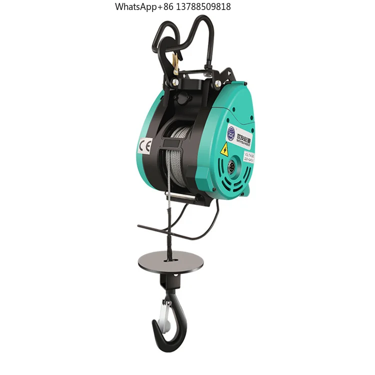 New 220V Mini Electric Wire Rope Hoist Winch Motor 160kg Load Capacity 1300W Power Metal Construction Lifting Tool for Hotels