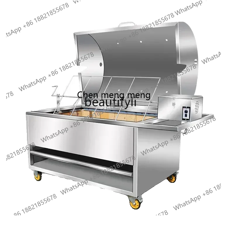 Hot sales   Commercial automatic rotating lamb chop rack smokeless charcoal gas flow special furnace