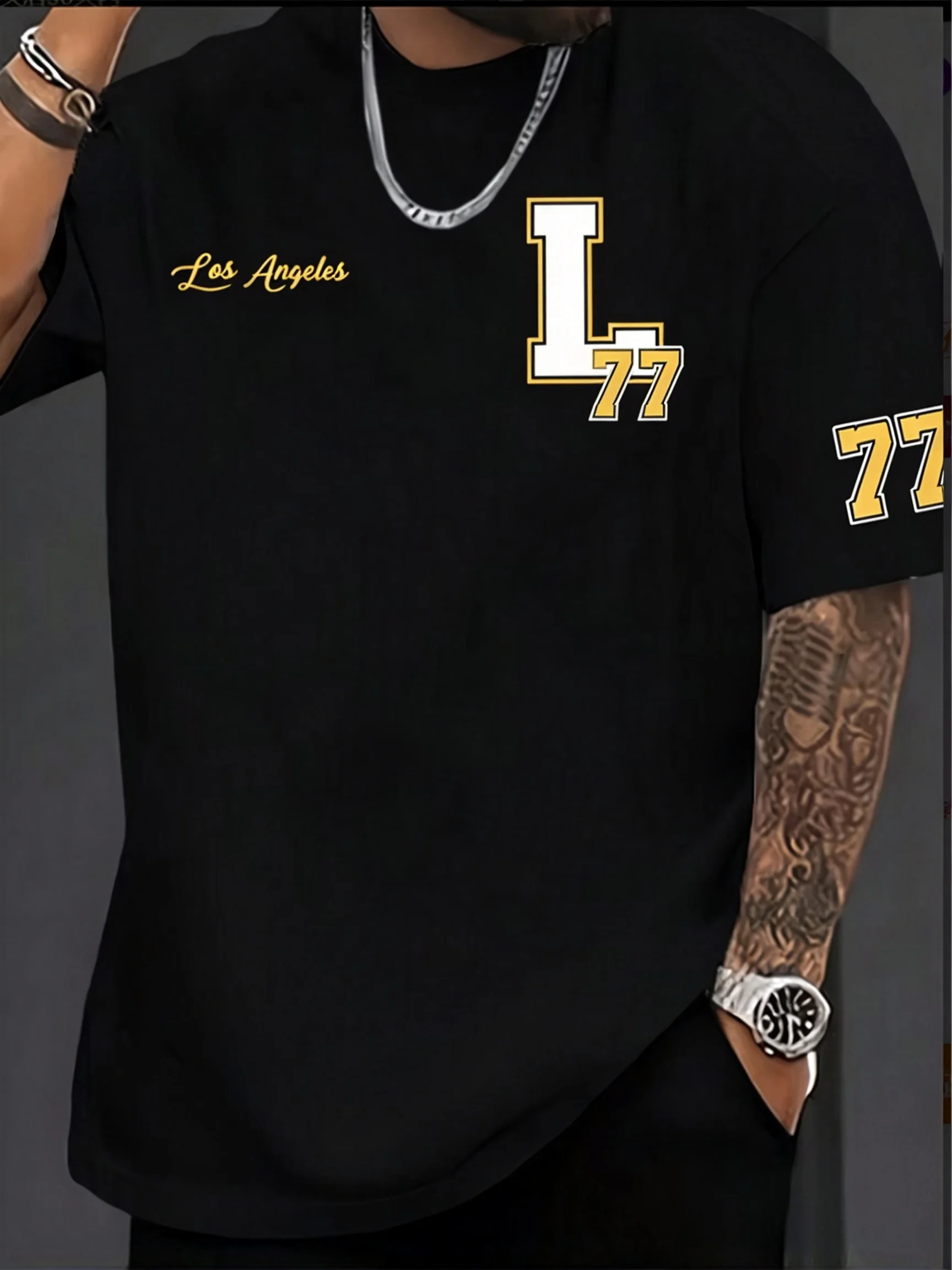 2026 New Los Angeles 77 Family Matching Unisex Oversized TShirt Varsity Number Graphic Streetwear Casual Short Sleeve Tops