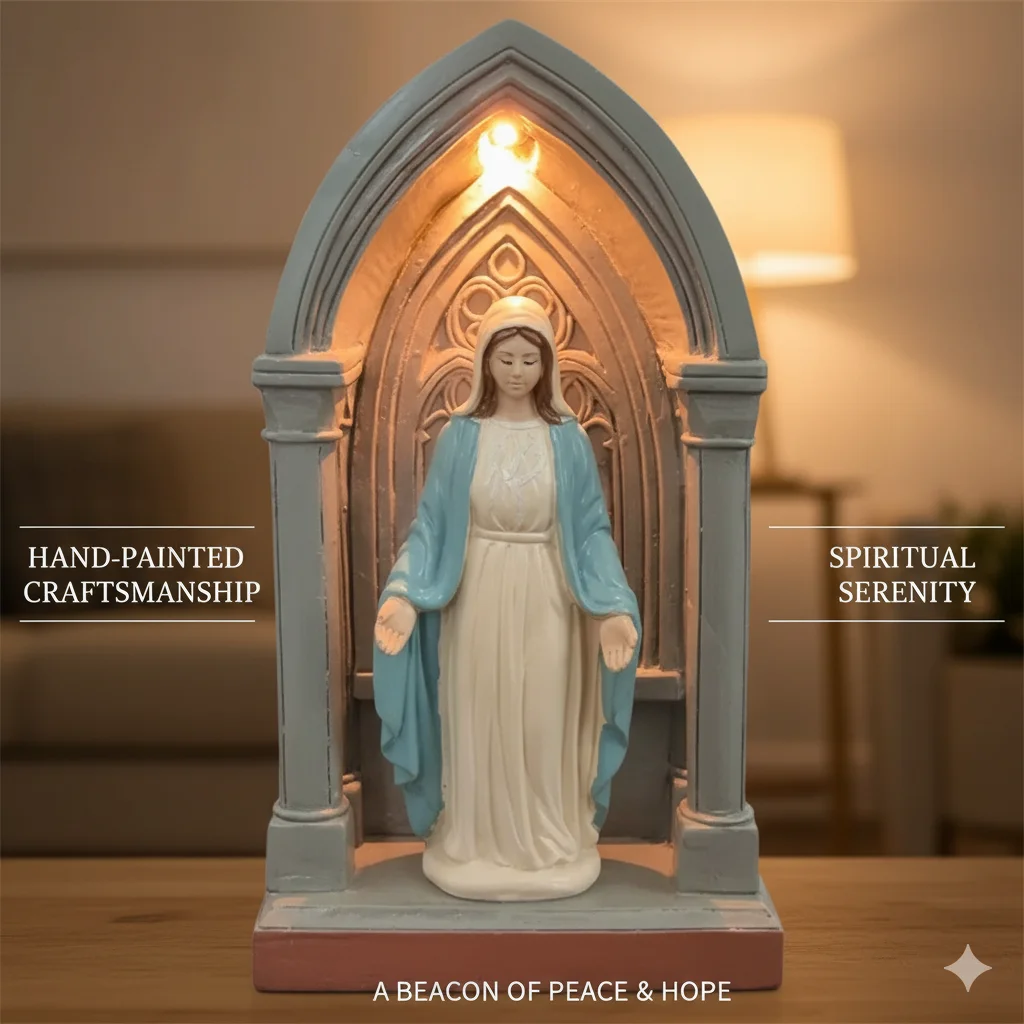 Virgins Marys LED Devotional Table Lamp Religious Worship Desk Light Ornament For Prayer Bedside Home Faith Decoration Gift