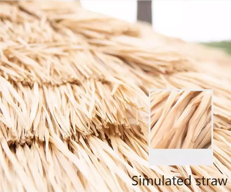 Parasol With Tilting Surface Multifunctional Garden Simulation Straw,Skirt Umbrellas Tropical Hawaiian Natural Color Round