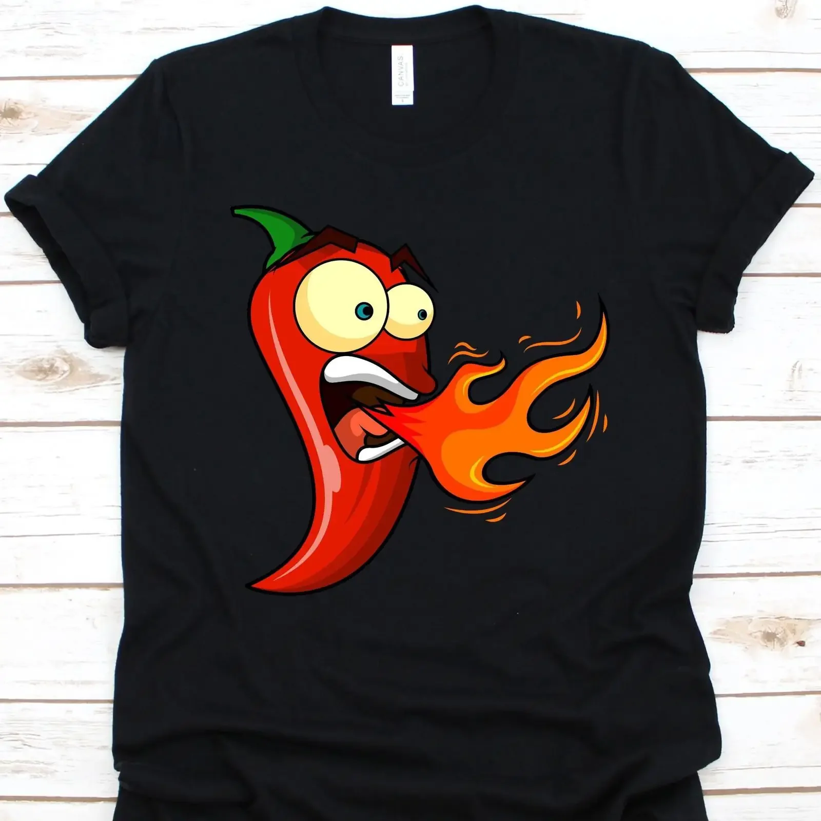 Funny Fire Breathing Spicy Chili Pepper T Shirt Cute Jalapeno for Hot Lovers  vintage Washed Breathable Slightly homme