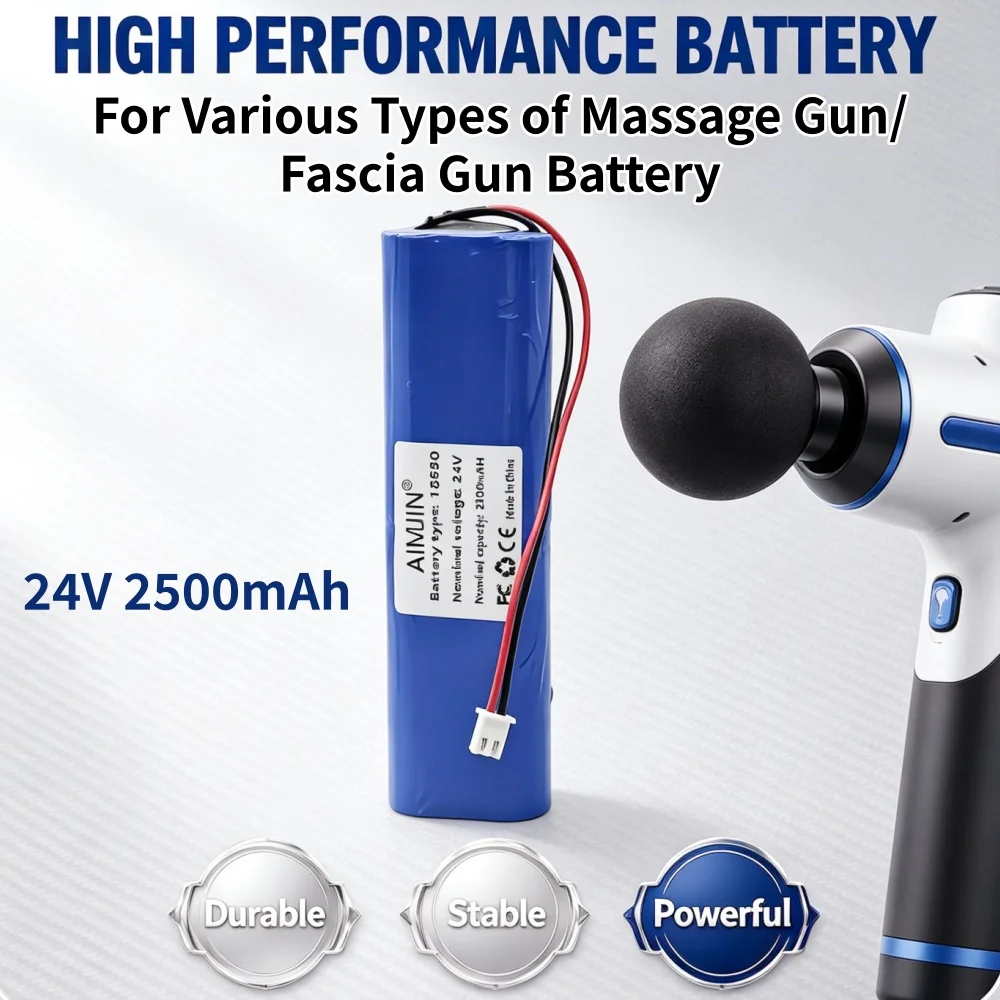 24V 2500mAh Rechargeable Battery For Massage Gun Fascia Replacement Power Source for Theragun Recovery