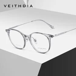 VEITHDIA Glasses Optical Titanium Alloy Frame Customizable prescription lens Eyeglasses Men Women Myopia Computer Eyewear V7136