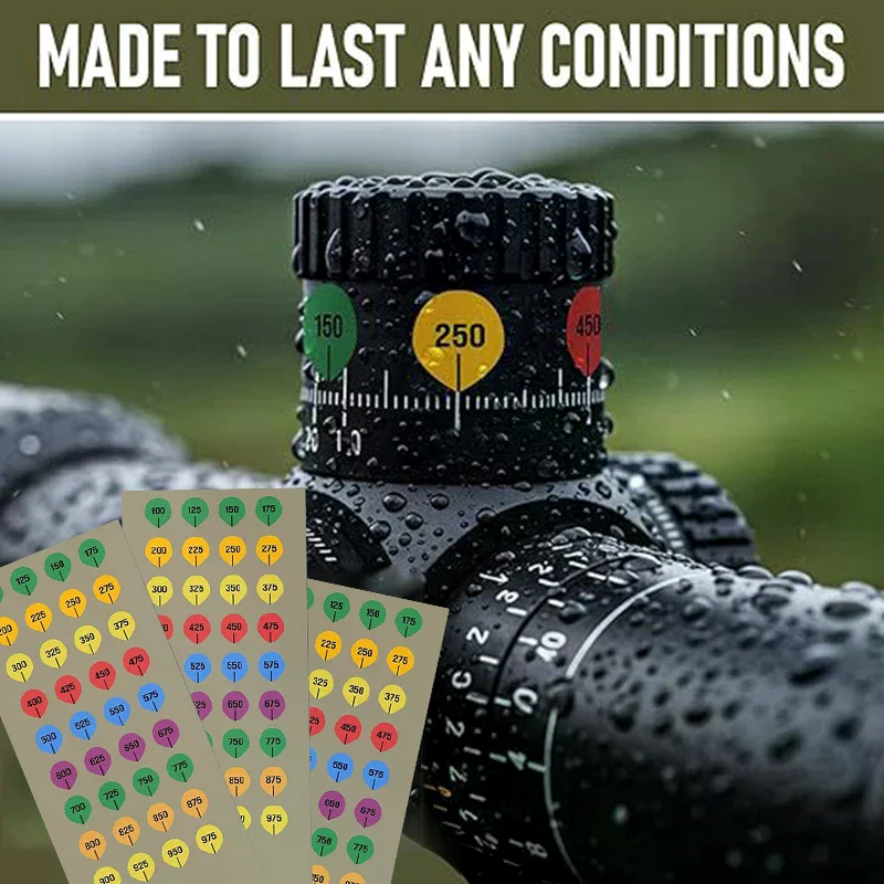 5Sheets Rifle Scope Turret Stickers, Rifle Scope Turret Tags For Long Range Shooting Hunting, Fit Most Scope Caps