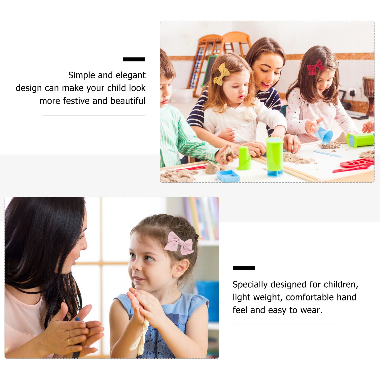 

4Pairs Colorful Bow Hair Clips Durable Lightweight Kids Hairpins Stylish Children Headdress Perfect Gift Hair Clip