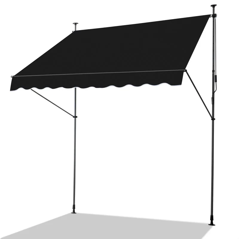 

2026 78.7\"D X 59.1\"W X (78.7-118.1)\" Retractable Black Canopy & Gazebo & Pergola