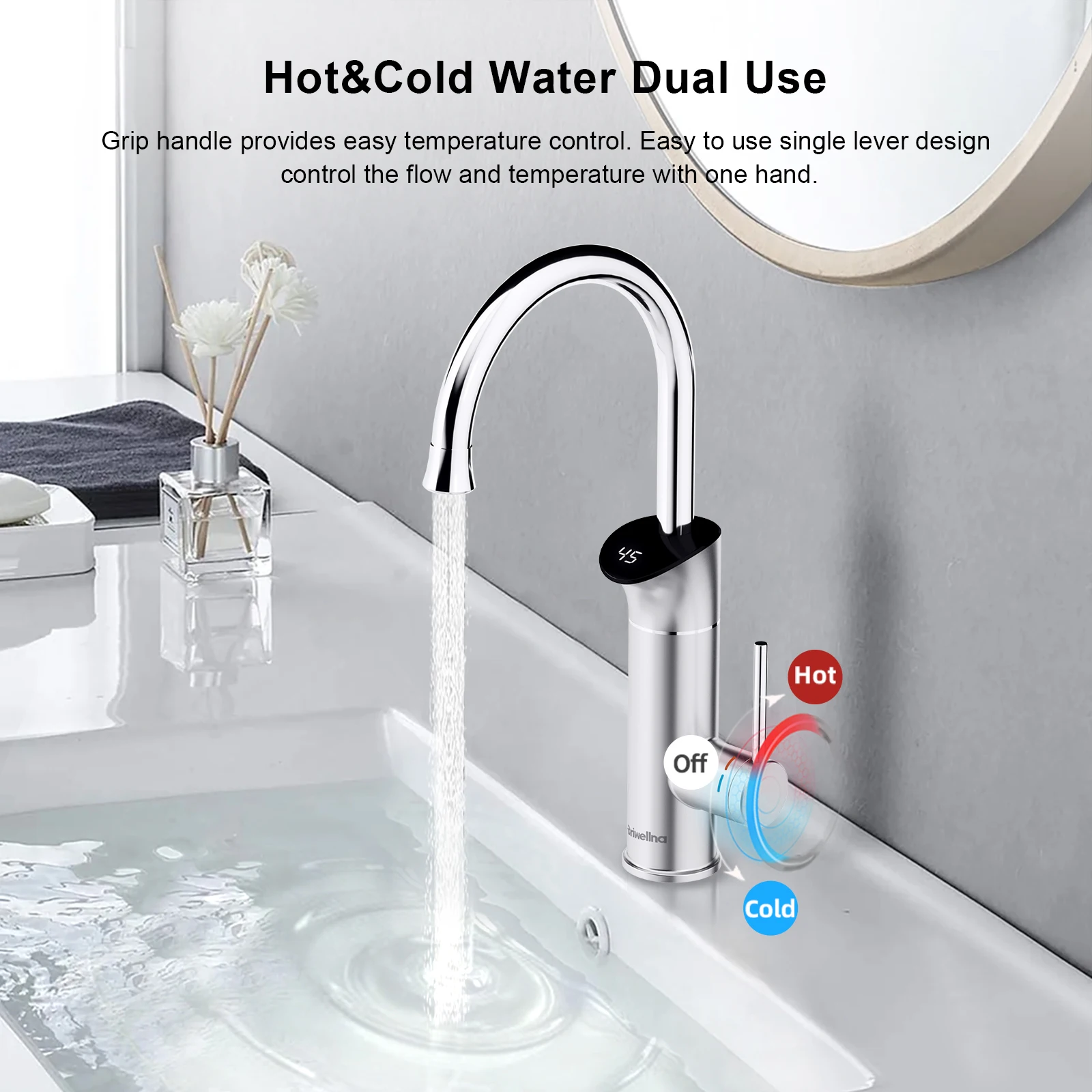Electric Tankless Water Heater Faucet 220V 2-in-1 Instant Hot Water Geyser for Home Basin Tap