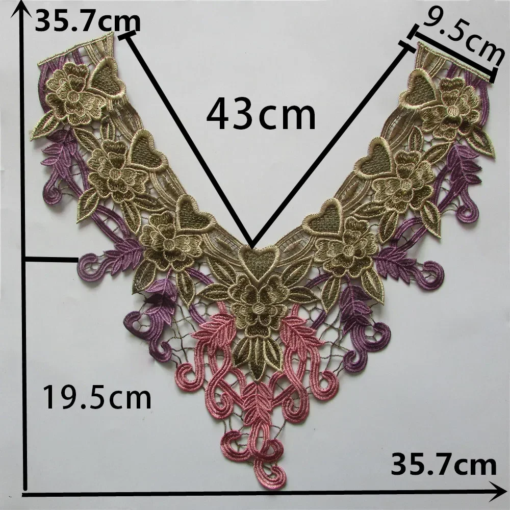 Wholesale sales of 1-10 pcs polyester colored embroidered collar lace DIY sewing decorative clothing accessories