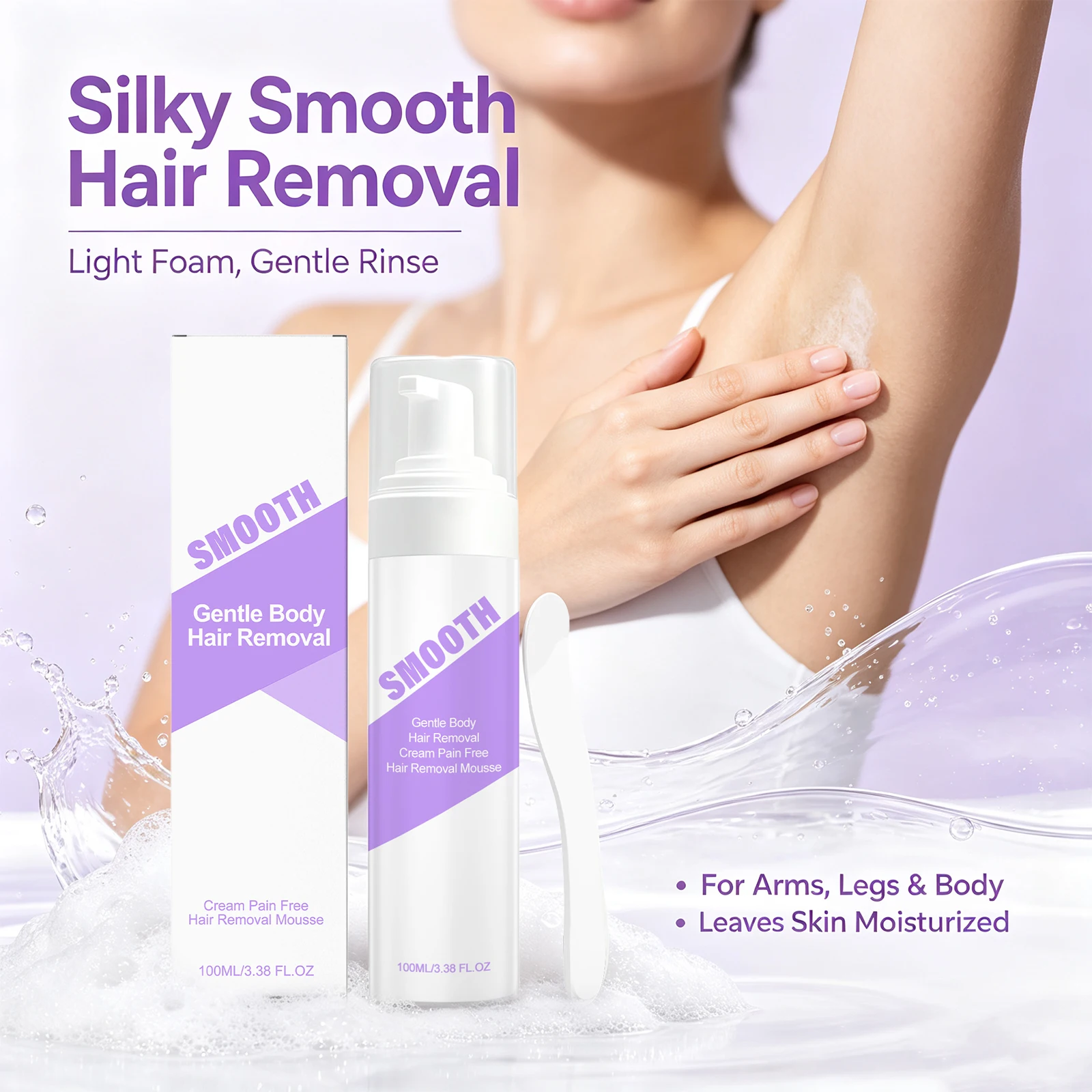 Painless Hair Removal Mousse Body Depilatory Foam Cream Smooth Silky Skin for Legs Arms Underarms Bikini Area Hair Remover Cream