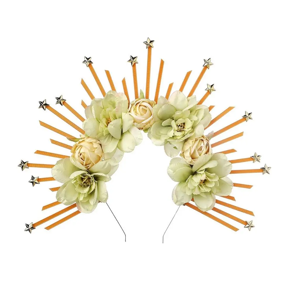 

Party Attire Halloween Goddess Halo Hair Hoop Multiple Colors Artificial Flower Goddess Crown Tiaras Headband Five-pointed Star