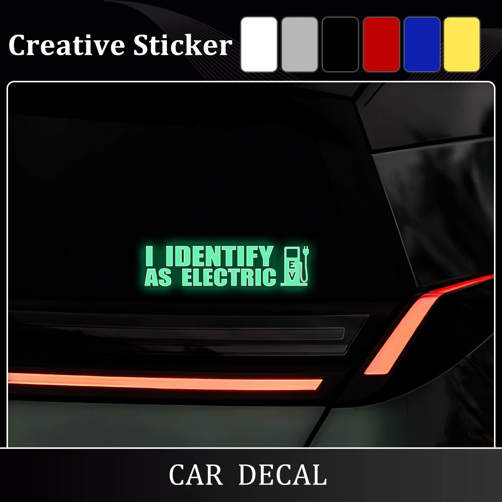 I Identify As A Electric Car Stickers Waterproof Reflective Decal Auto Door Window Rear Windshield Decoration for Tesla BYD