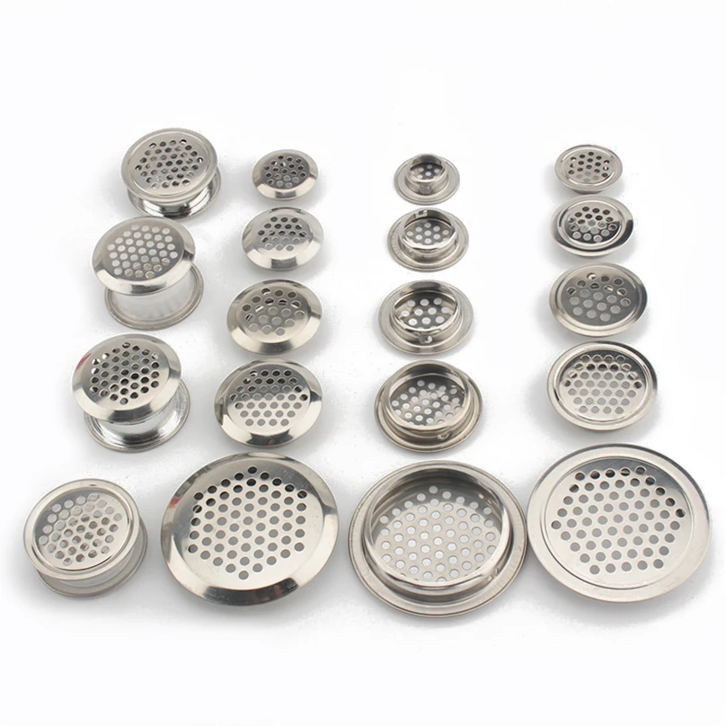 5PCS Stainless Steel Vent for Cabinet Wardrobe Thickened Round Vent Plane Inclined Cover Hardware Series Core Vents