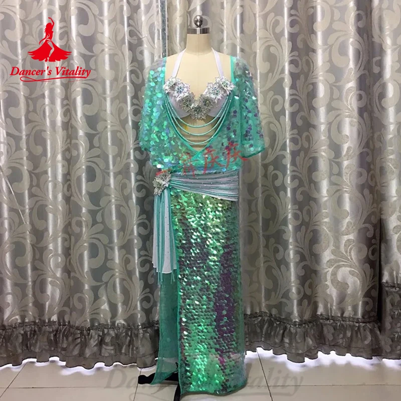 Custom Made Belly Dancing Harness Dress Diamonds Sequins Irregular Bellydance Costume For Oriental Dance Costumes