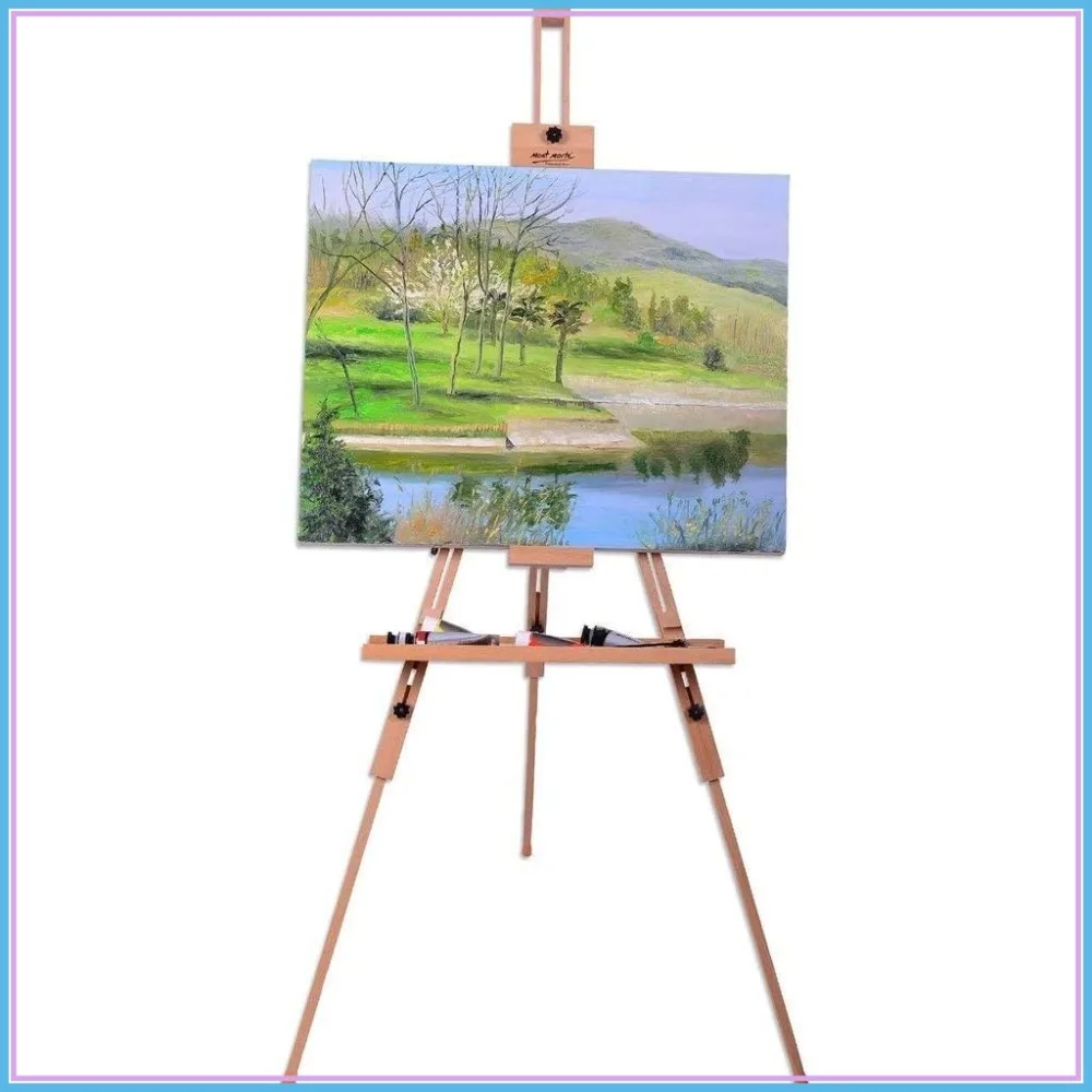 

A-Frame Tripod Easel for Artists, Beech Wood, Holds Canvas Up to 52"