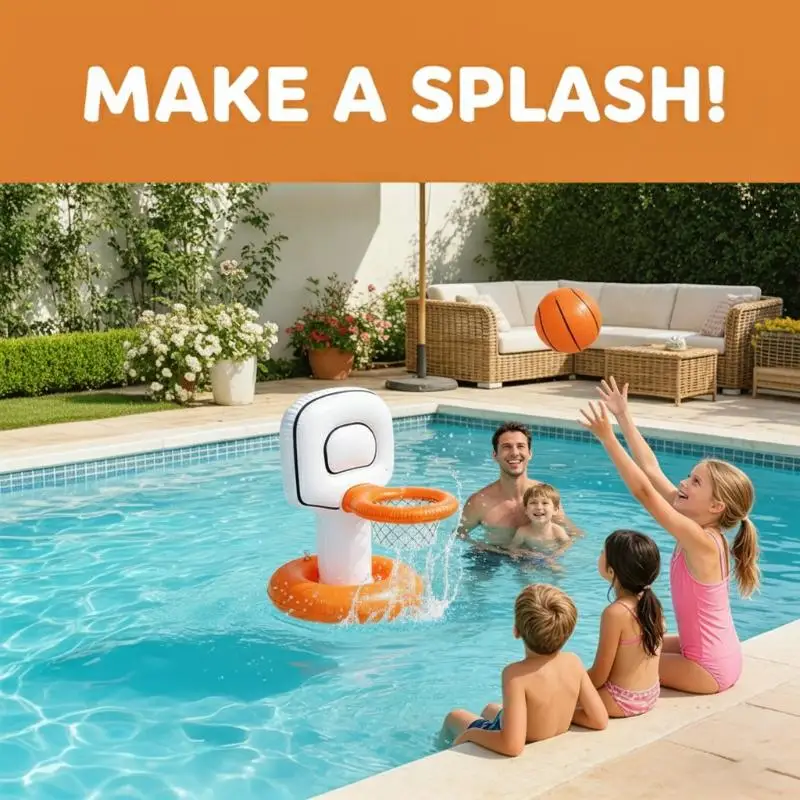 Inflatable Floating Basketball Hoop Safe Thick PVC Water Play Toy for Children Adult Summer Beach Pool Party Game