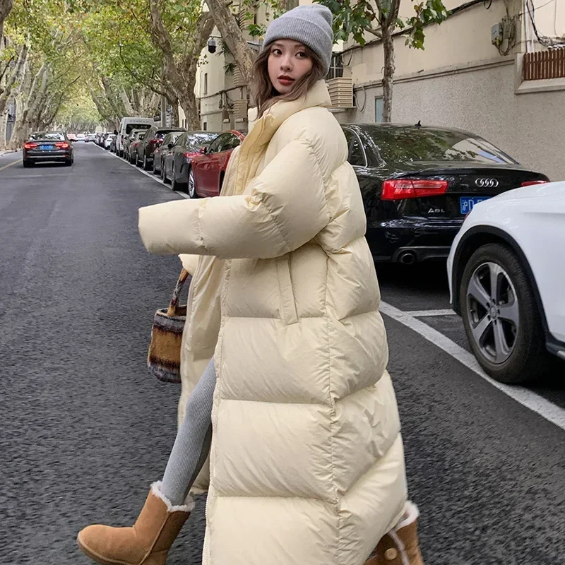 Chaqueta de plumón coreana para mujer, abrigos cálidos de plumas negras, abrigo de invierno