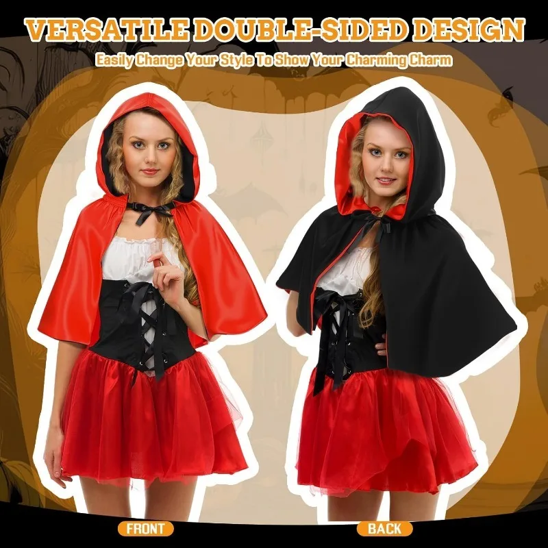 زي أداء المسرح التأثيري للهالوين مع غطاء محرك السيارة awl أحمر صغير أحمر ركوب هود ملابس خارجية جديدة Sle ملابس نسائية عرقية
