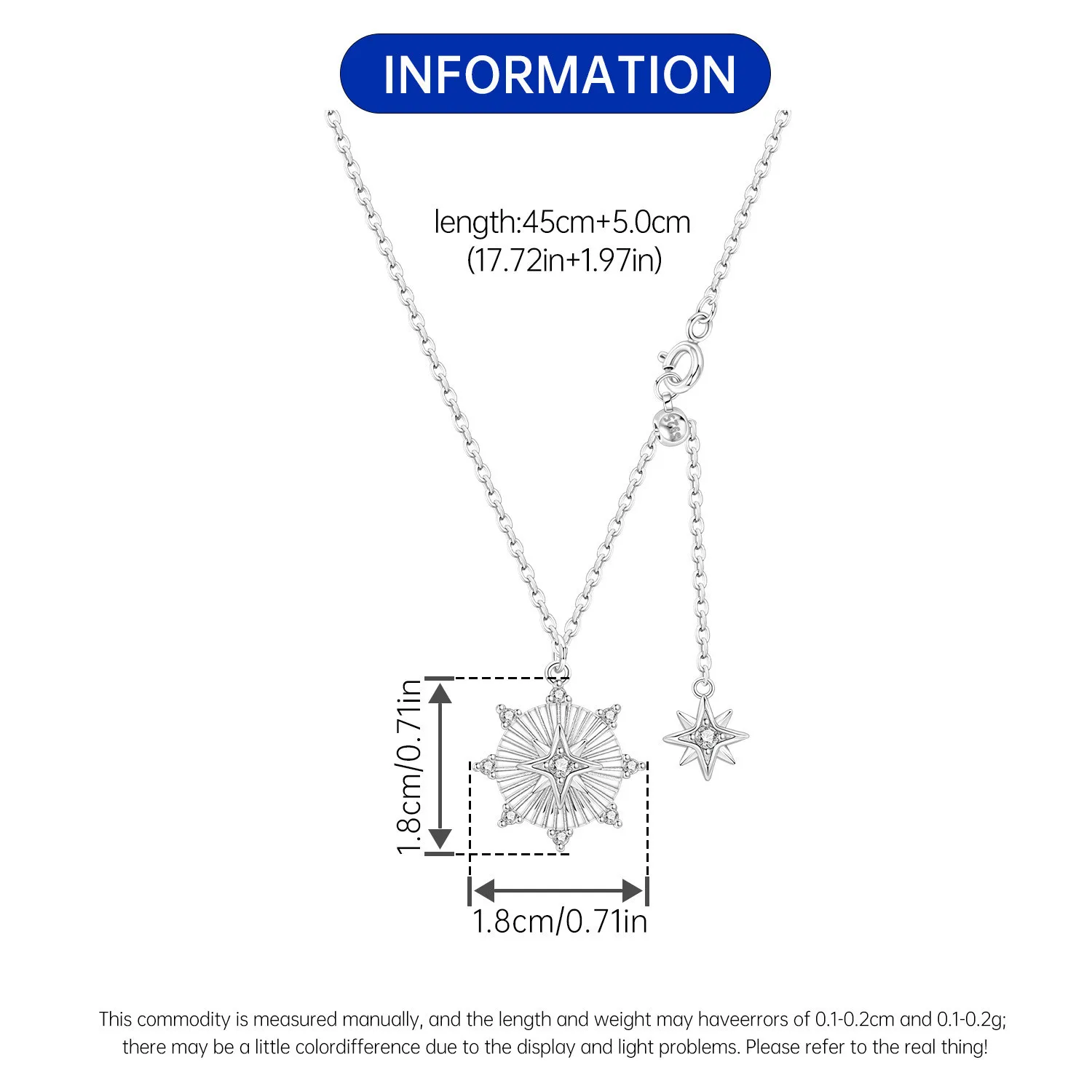 Orstarry S925 Sterling Silber Stern Blauer Mond Sonne Halskette für Frauen Geburtstag Originelle Geschenke Mode Feiner Schmuck – Detail 21