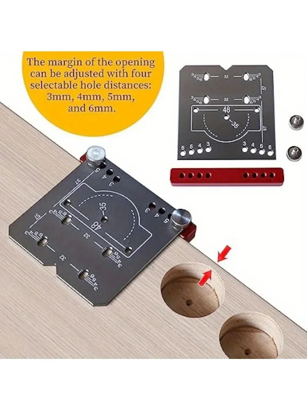 محدد مواقع ثقب من سبائك الألومنيوم عالي الدقة ، قالب محمول للحفر ، تركيب خزانة الباب ، مفصلات 35 مفصل