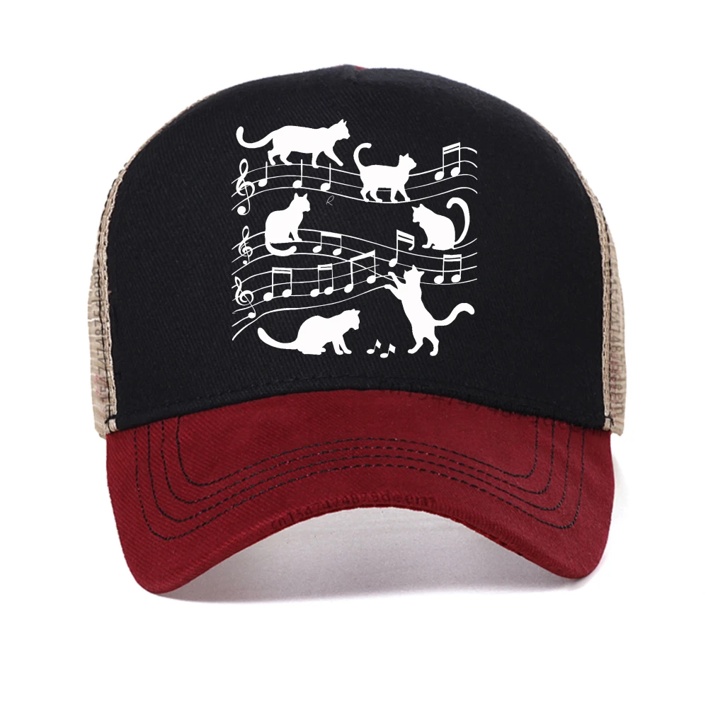 

Music & Cat Print baseball cap fashion Casual Summer Women's Graphic caps men Birthday Gifts Piano hat Breathable Snapback hats