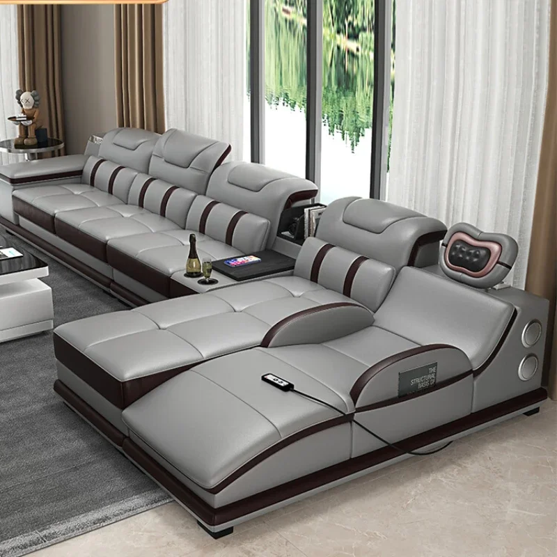 Modern leather sofa furniture combination living room sound leather art top layer