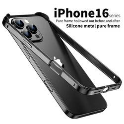 Hybrid Silicone Frame Aluminum Metal Phone Case For iPhone 16 Pro Max 16 Plus 16promax 16pro 16plus Better Heat Bumper