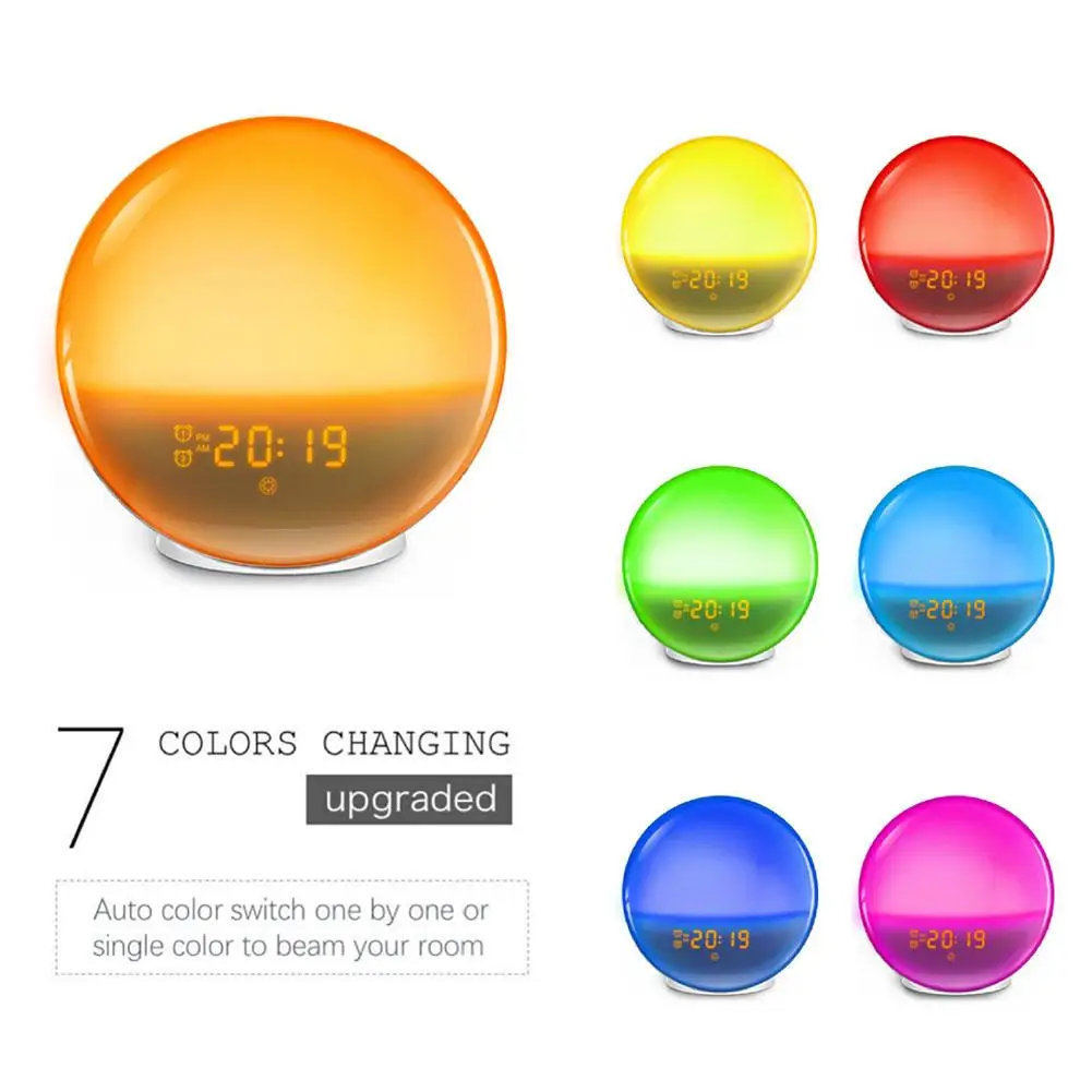Simulated Sunrise Wake-up Light Led Electronic Alarm Lamp Sleep Aid Broadcast Children's Bedside Clock Atmosphere Music Lam S1v0 - Image 5
