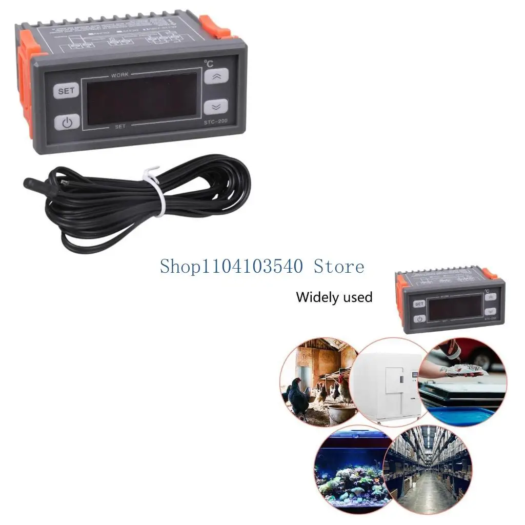 02DC الرقمية متحكم في درجة الحرارة 220 فولت STC-200 ترموستات منظم التدفئة التبريد التحكم منظم الحرارة تحكم