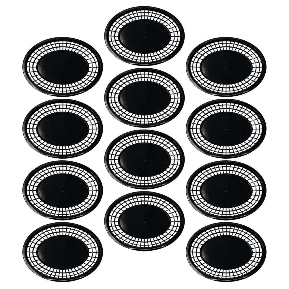 

12pcs Storage Basket Set Plastic Oval Food Baskets Compact Reusable Fry Bins for Kitchen Restaurant Household Use