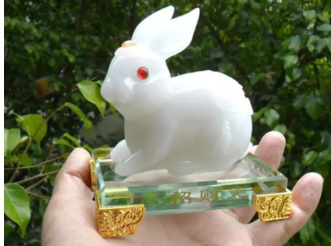 Crafts Zhaocai jade rabbit ornaments Zodiac rabbit creative ornaments wedding gifts little white rabbit white jade rabbit orname