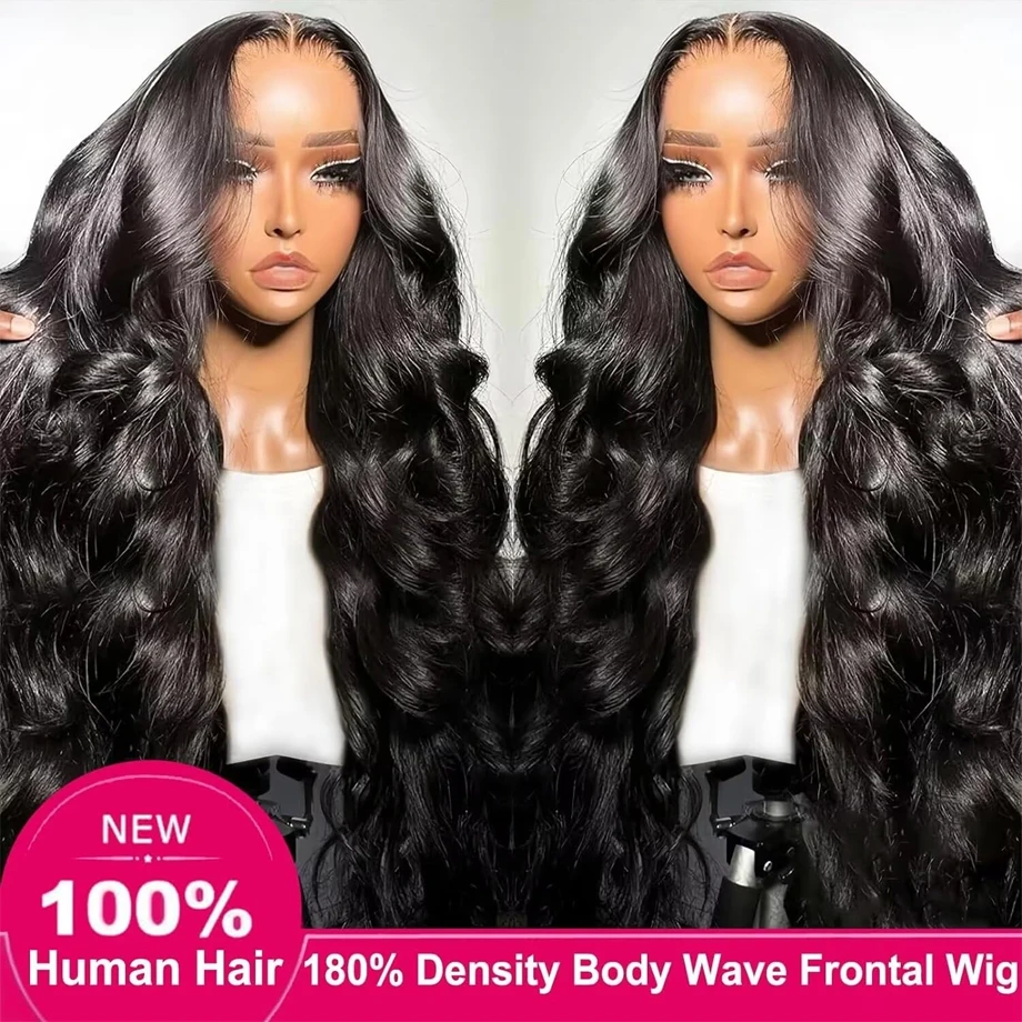 180 Density HD Transparent 13x6 Body Wave Lace Frontal Wigs Human Hair 28 30 36 Inch 13x4 Lace Front Wig Brazilian Natural Black